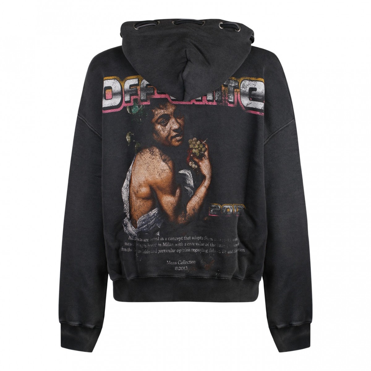 Black and Multicolour Cotton Digit Bacchus Hoodie