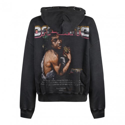 Black and Multicolour Cotton Digit Bacchus Hoodie