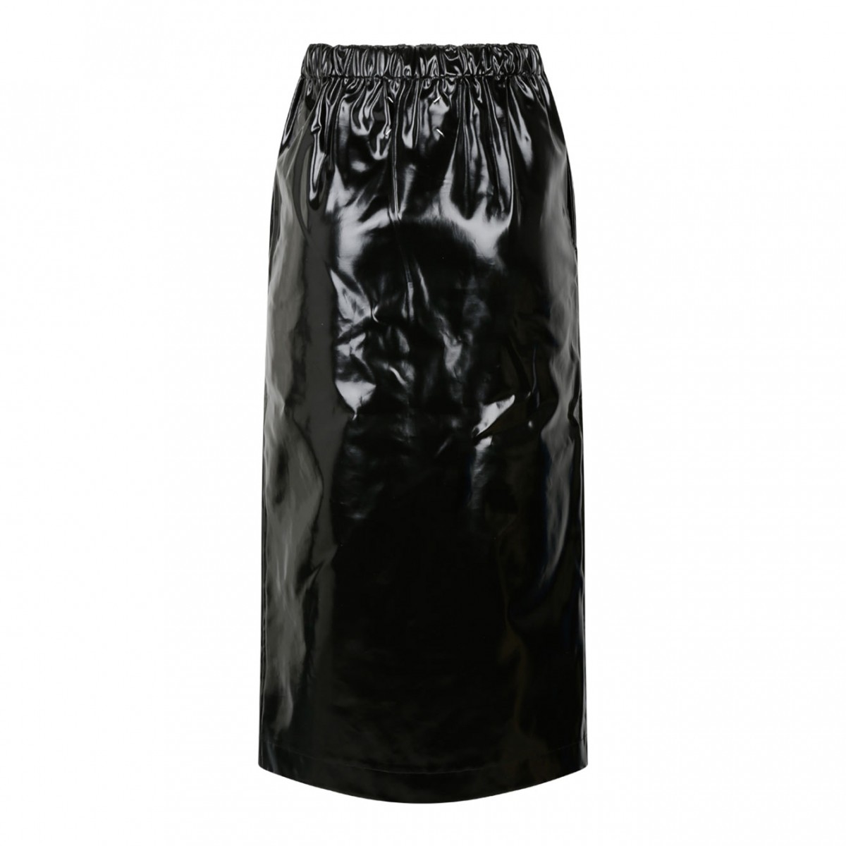 Black Patent Leather Midi Skirt