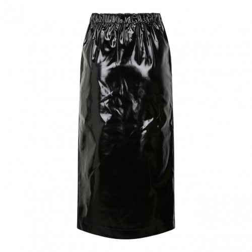 Black Patent Leather Midi Skirt