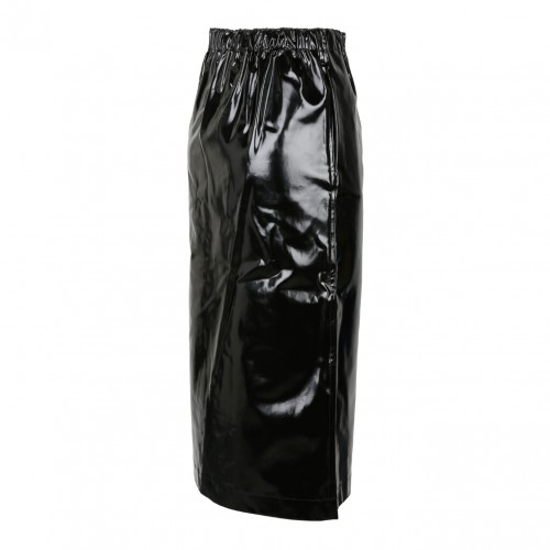 Black Patent Leather Midi Skirt