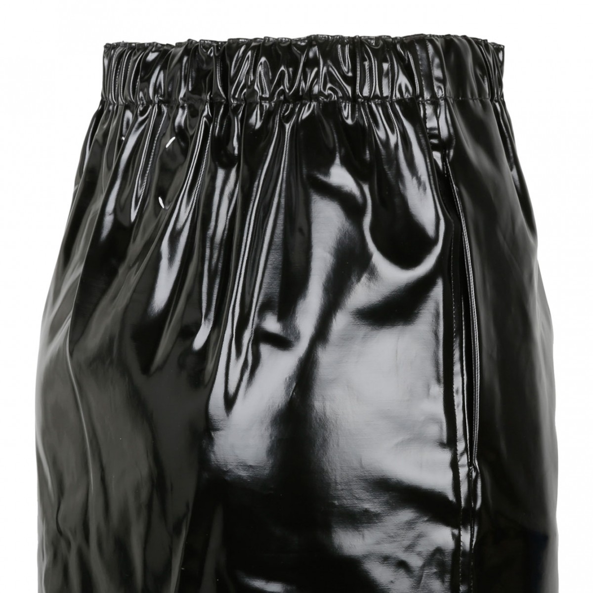 Black Patent Leather Midi Skirt