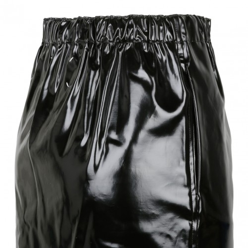 Black Patent Leather Midi Skirt