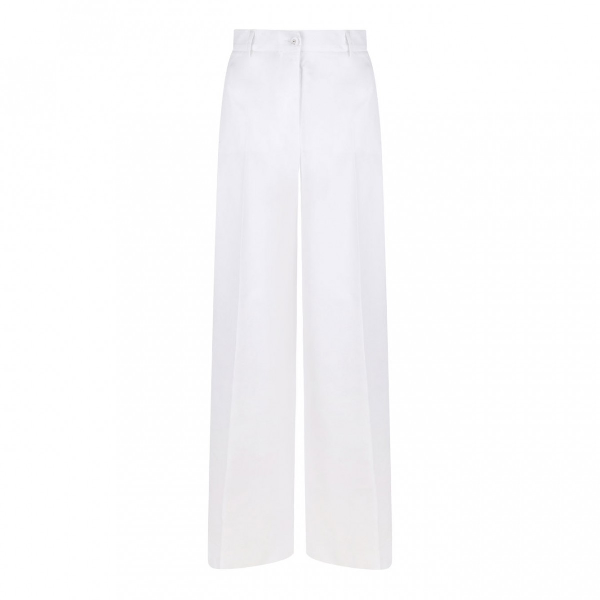 White Flared Cotton Gabardine Pants