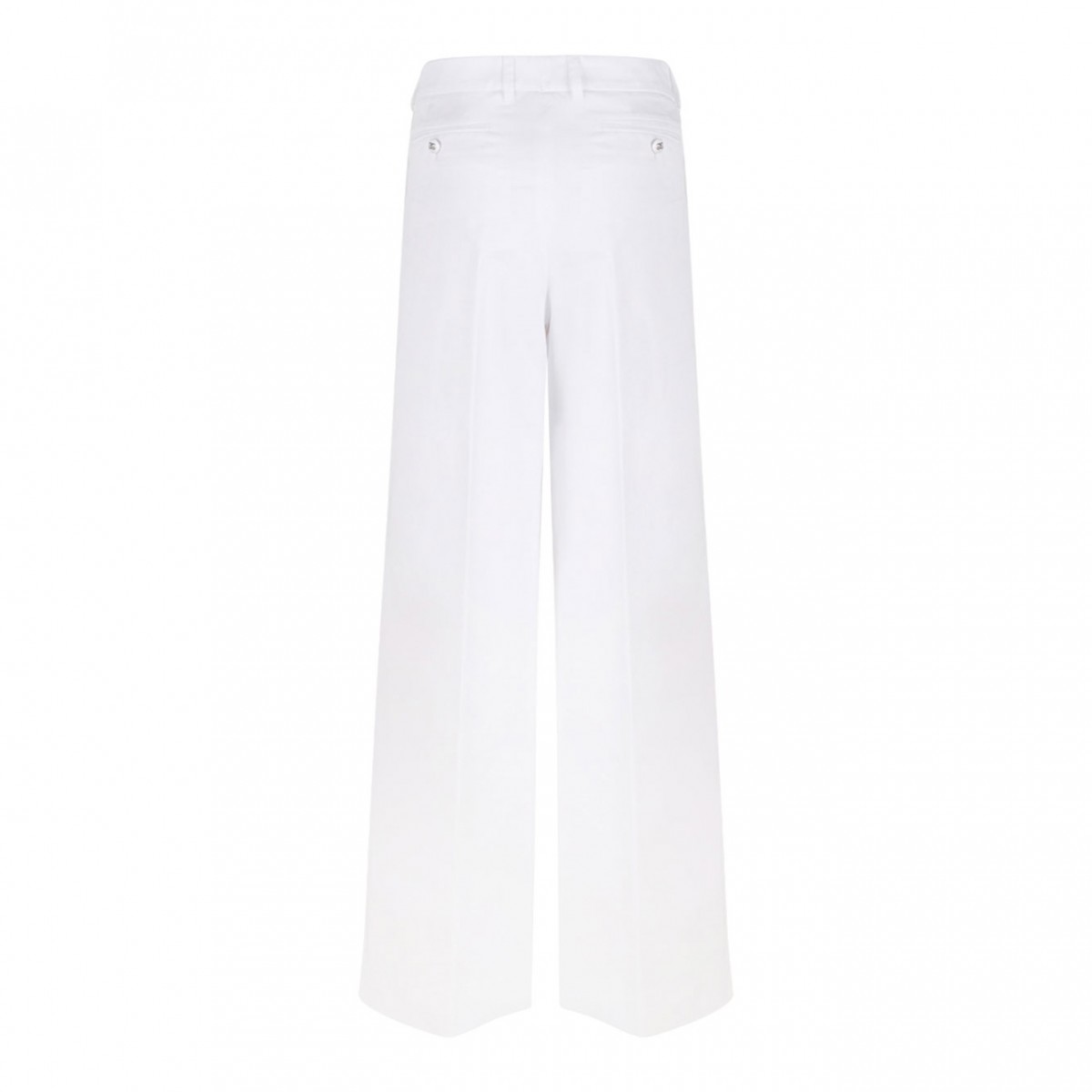 White Flared Cotton Gabardine Pants