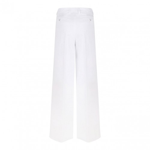White Flared Cotton Gabardine Pants