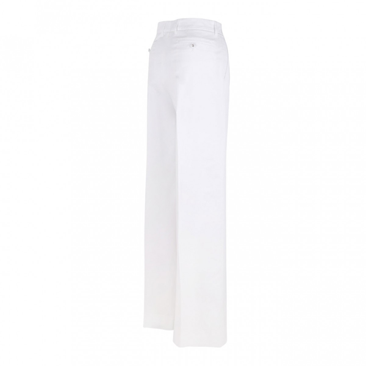 White Flared Cotton Gabardine Pants
