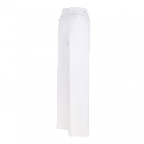 White Flared Cotton Gabardine Pants