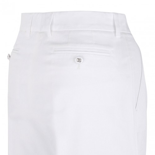 White Flared Cotton Gabardine Pants