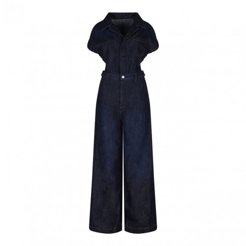 Navy Blue Denim Jumpsuit