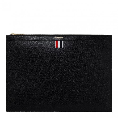 Black Leather Logo Stamp Document Holder