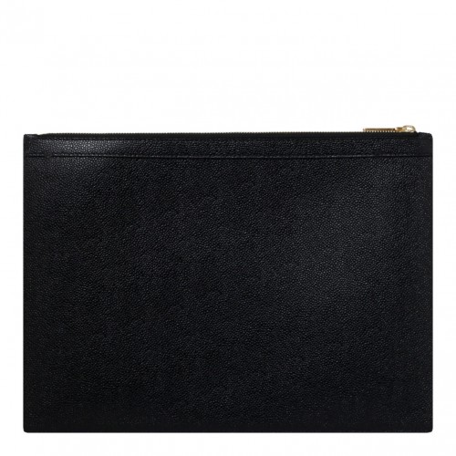 Black Leather Logo Stamp Document Holder