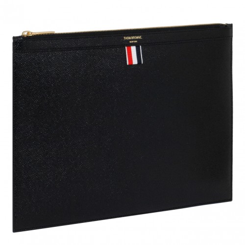 Black Leather Logo Stamp Document Holder