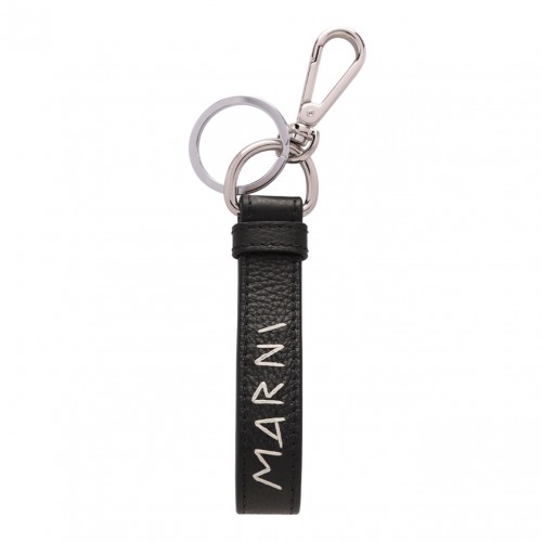Black Logo Embroidered Keyring