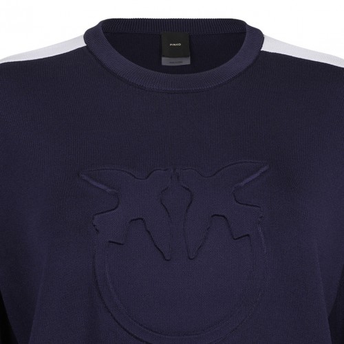 Navy Blue Logo Embossed Sweater