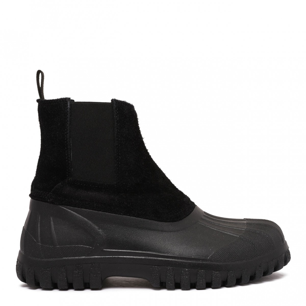 Black Suede-Panelled Ankle Boots
