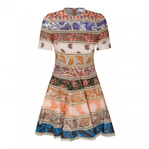 Multicolour Linen Devi Spliced Mini Dress