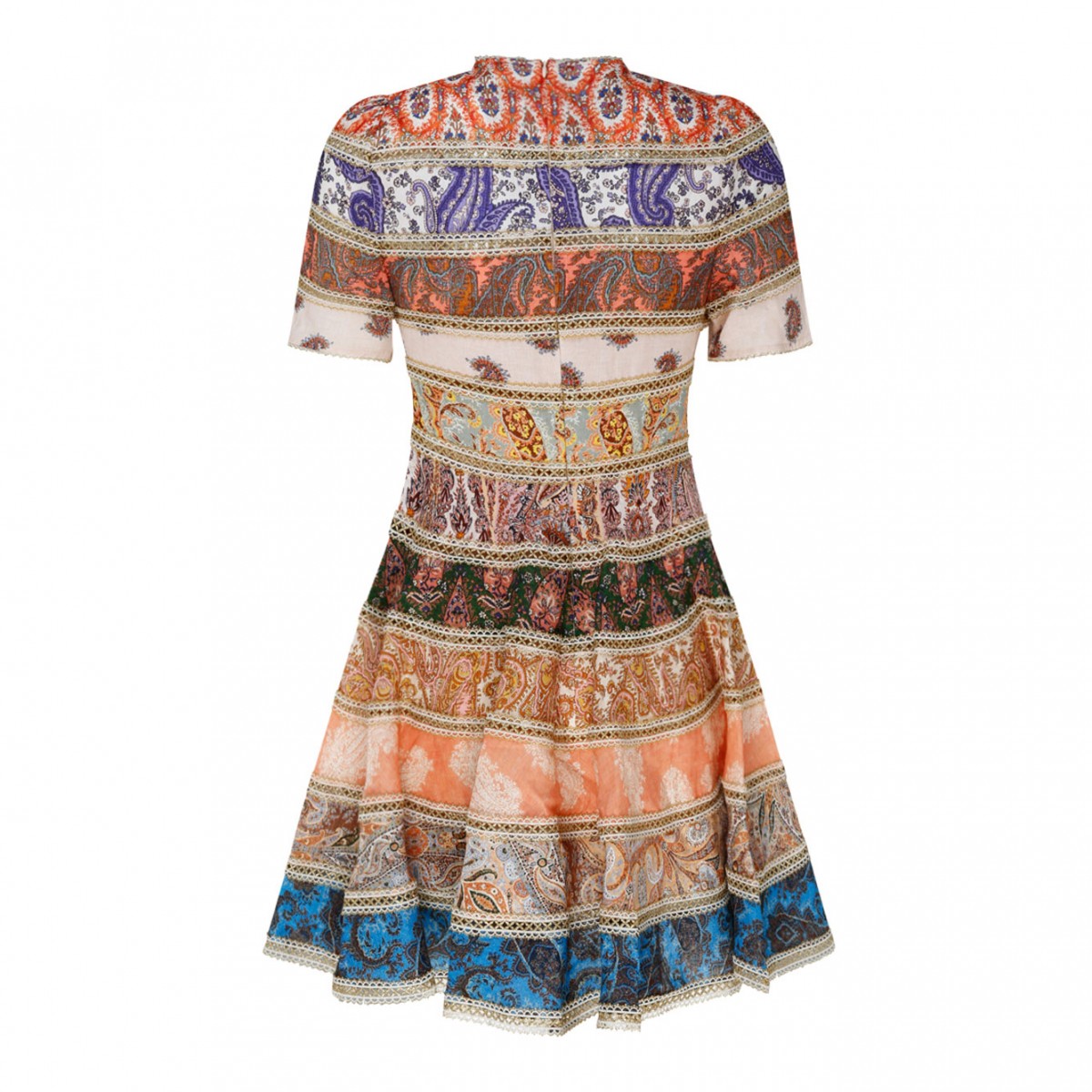 Multicolour Linen Devi Spliced Mini Dress