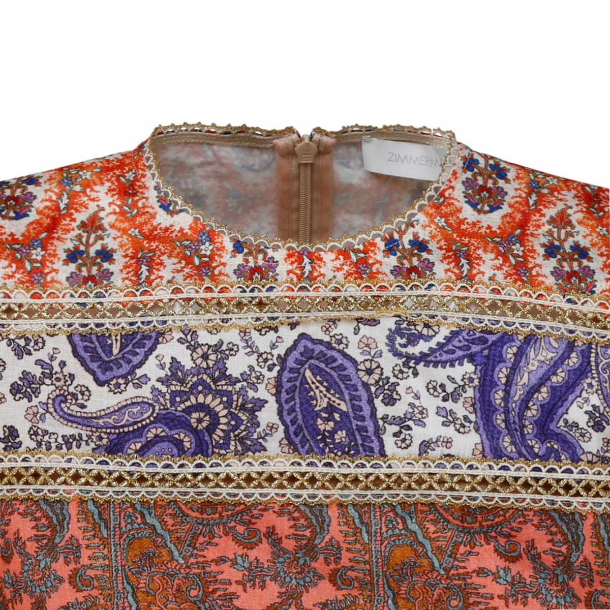 Multicolour Linen Devi Spliced Mini Dress