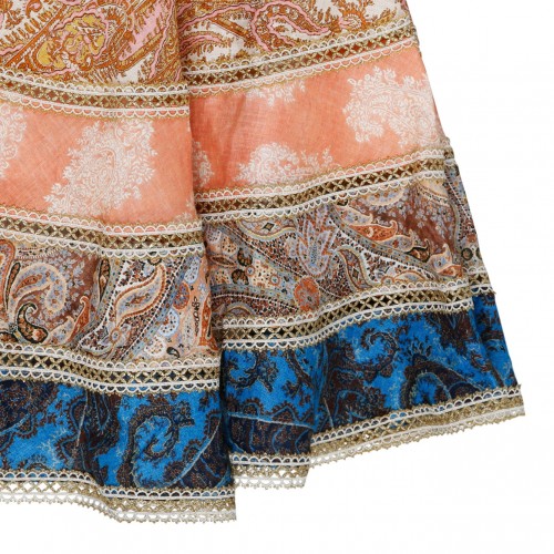 Multicolour Linen Devi Spliced Mini Dress