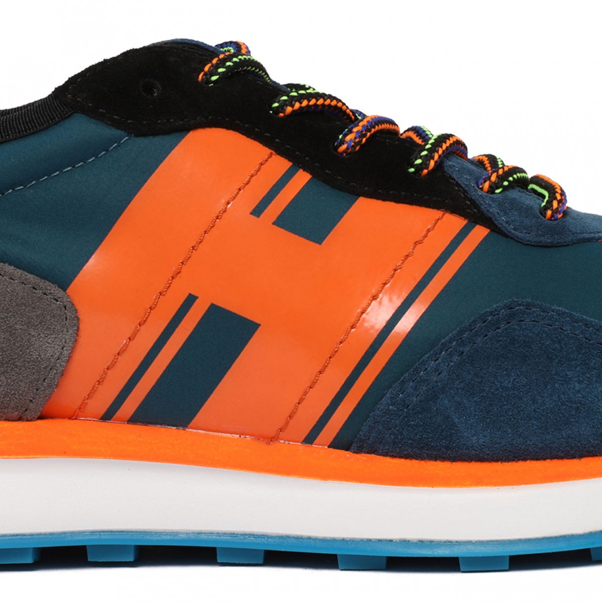 Electric Blue and Multicolour Logo Print Sneakers