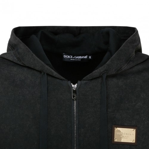 Black and Multicolour Cotton Logo Patch Sweatshirt