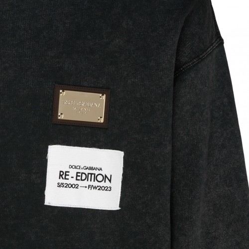 Black and Multicolour Cotton Logo Patch Sweatshirt