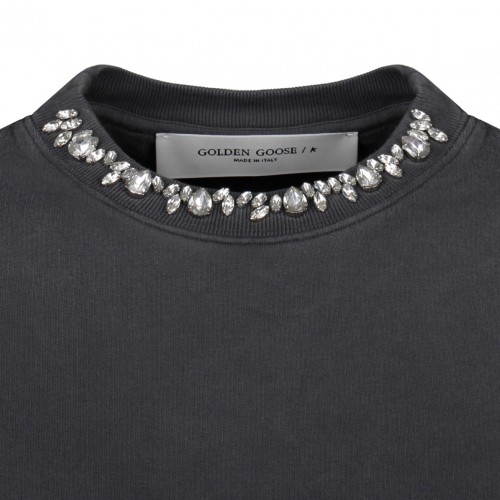 Anthracite Grey Sweatshirt With Crystals
