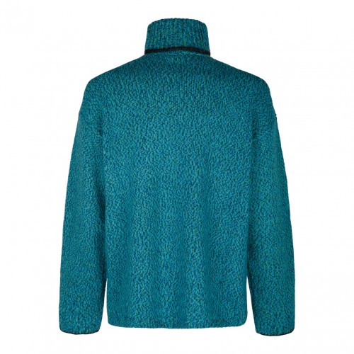 Sea Green and Black Wool Blend Logo Jumper