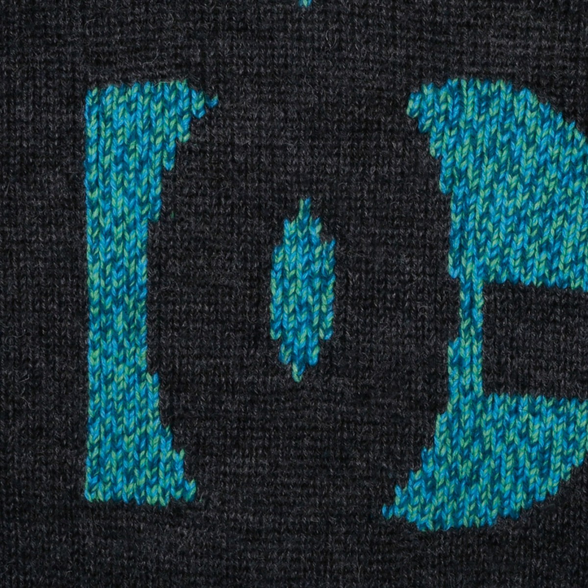 Sea Green and Black Wool Blend Logo Jumper