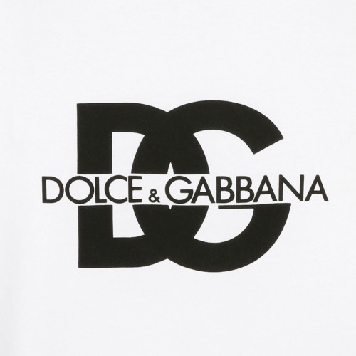 White Cotton DG Print Logo T-Shirt