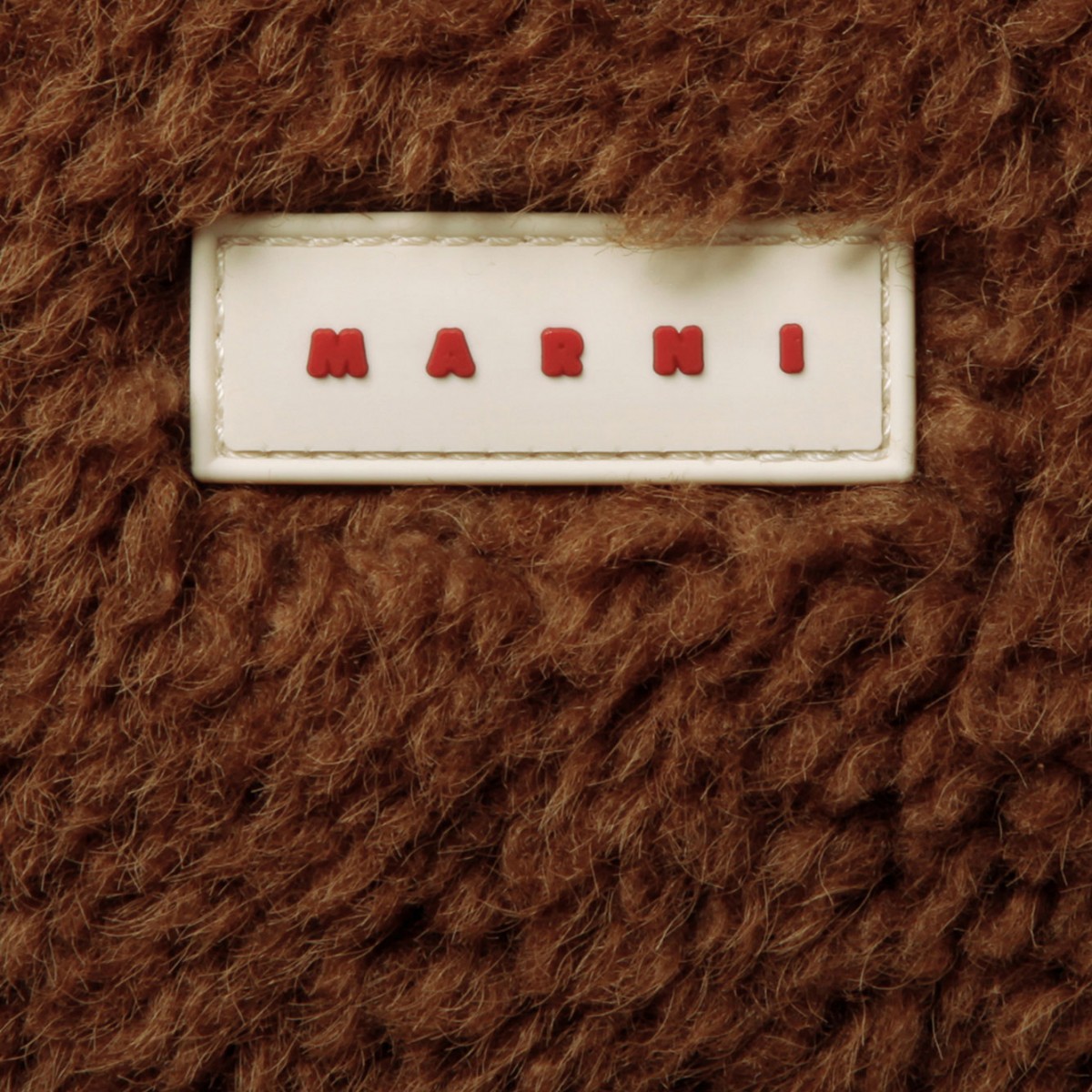 Tobacco Brown Shearling Logo Patch Tote Bag