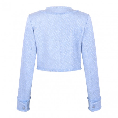 Light Blue Short Raschel Wool Tweed Jacket 2