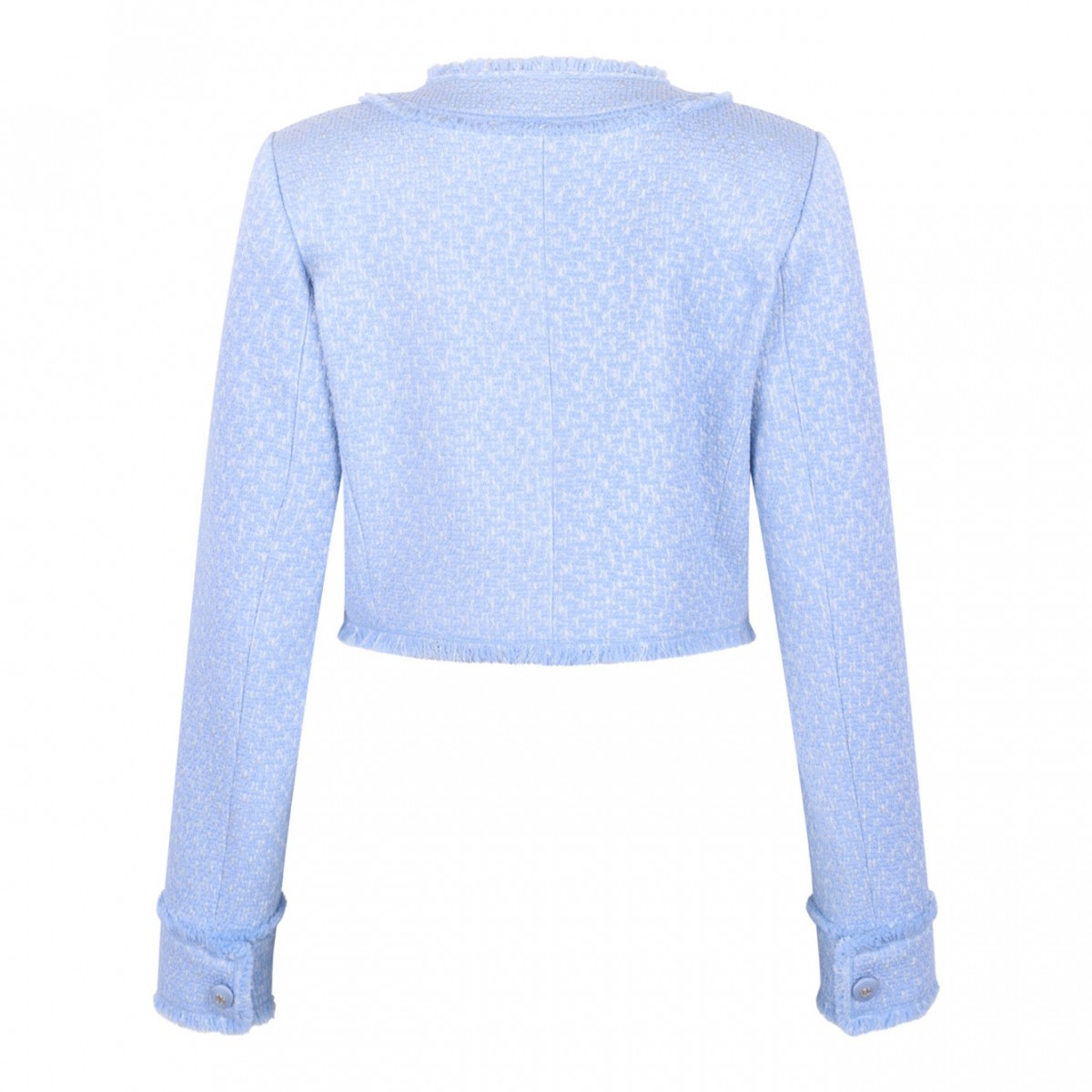 Light Blue Short Raschel Wool Tweed Jacket