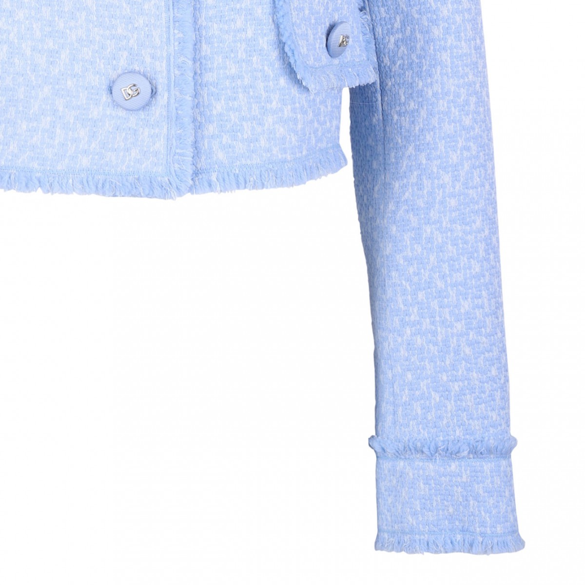 Light Blue Short Raschel Wool Tweed Jacket