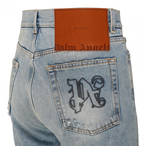 Light Blue Cotton Distressed Denim Jeans