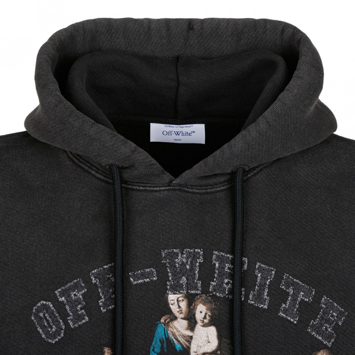 Off White Black Graphic Print Hoodie
