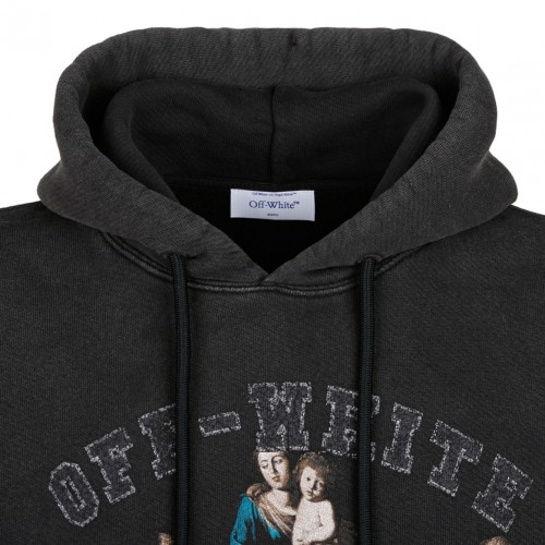 Off White Black Graphic Print Hoodie