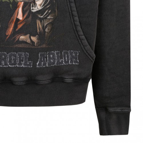 Off White Black Graphic Print Hoodie