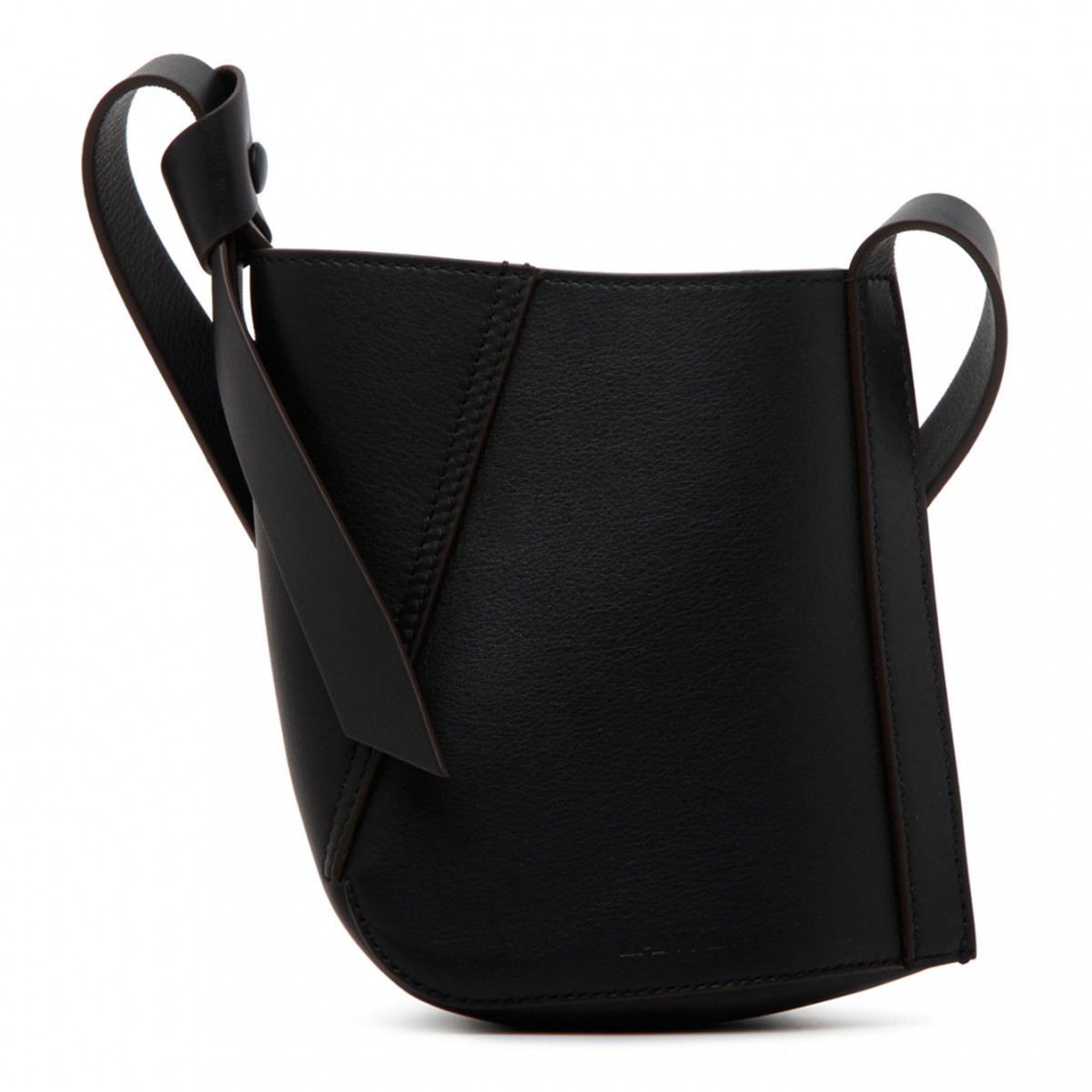 Black Calf Leather Hobo Tie Shoulder Bag