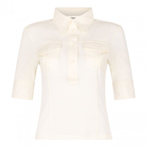 Milk White Polo Top