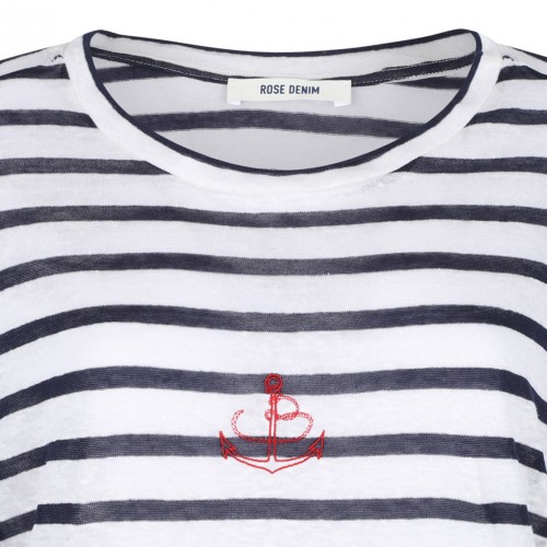 White and Blue Striped T-Shirt