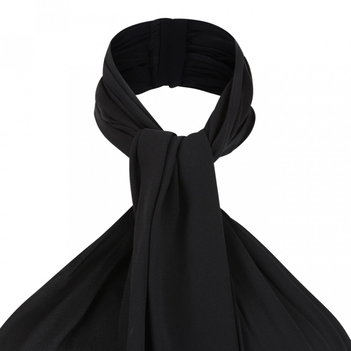 Black Knot-Detail Asymmetric Midi Dress