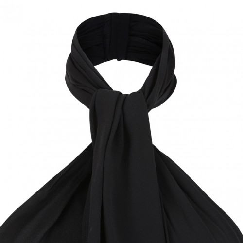 Black Knot-Detail Asymmetric Midi Dress