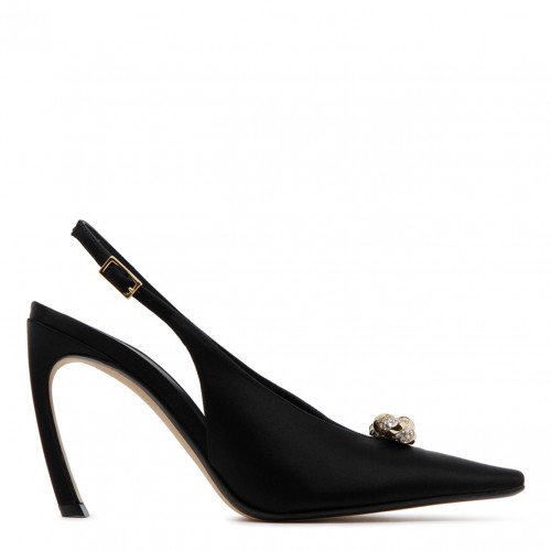 Black Calf Leather Swing Back Pump