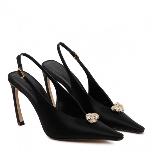 Black Calf Leather Swing Back Pump 2