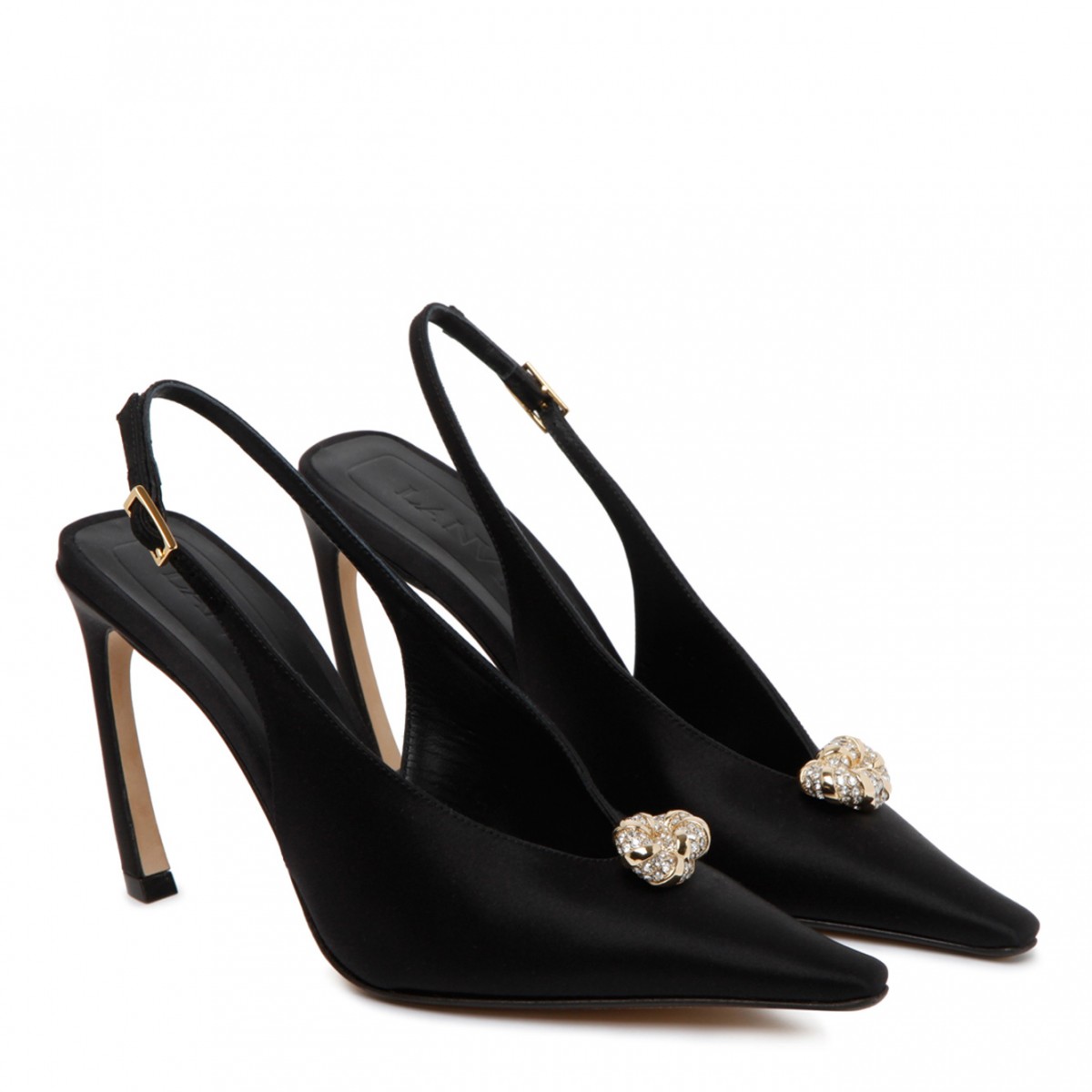 Black Calf Leather Swing Back Pump