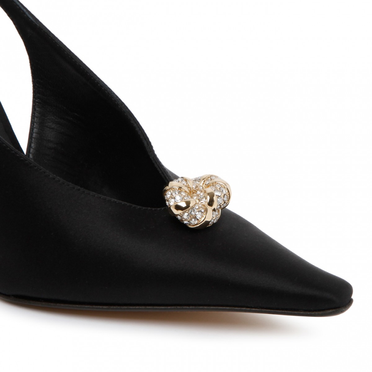 Black Calf Leather Swing Back Pump