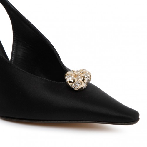 Black Calf Leather Swing Back Pump