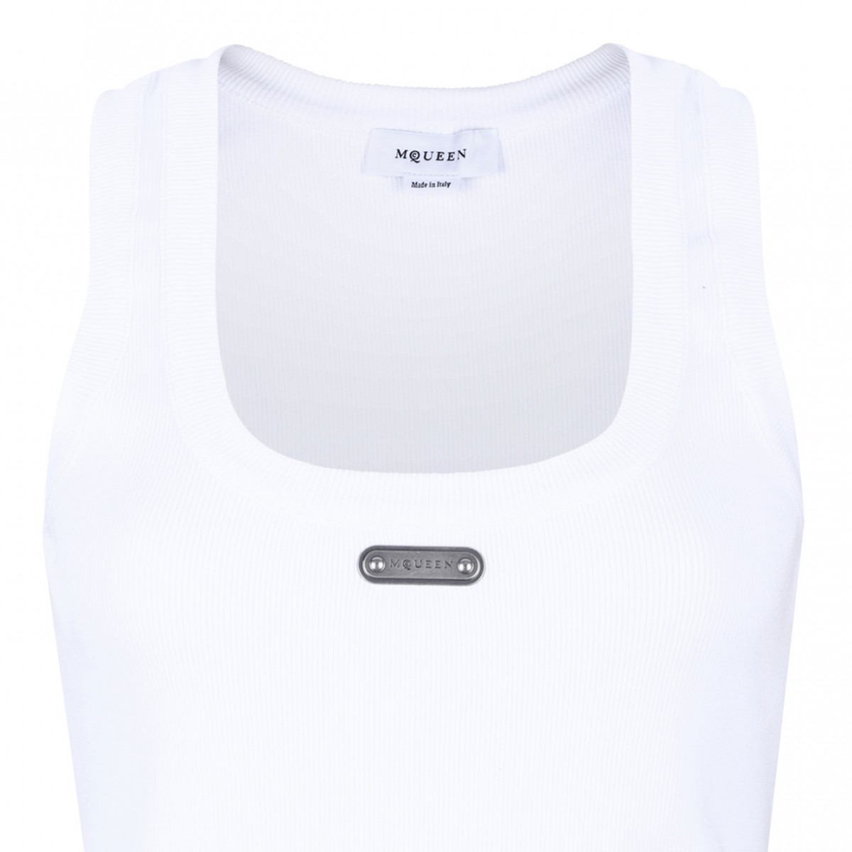 White Logo Plaque Tank Top